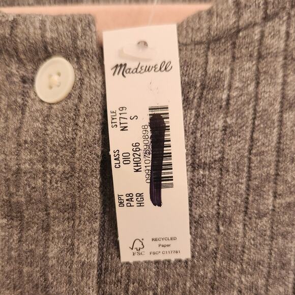 NWT Madewell Relaxed Button-Front Cardigan Gray S - Picture 7 of 10
